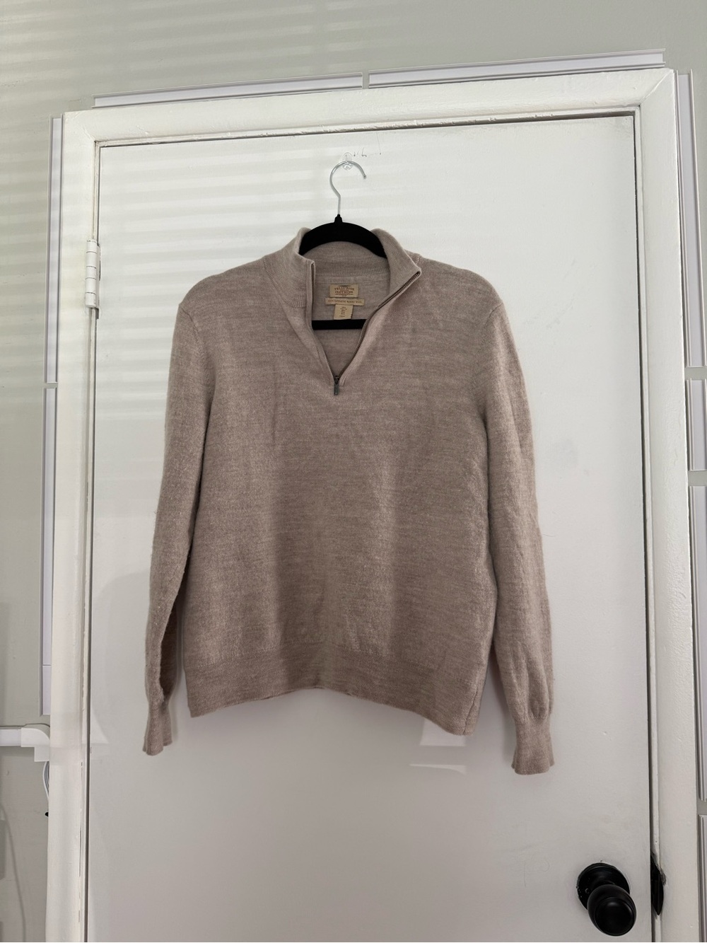 Telluride Clothing Co Men’s L 100% Merino Wool Quarter Zip Sweater Taupe